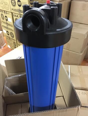 Whole House Water Filter Housing, 20" x 4.5" - Fits Sediment, Carbon or GAC Filters for Well or City Water, 1" NPT Ports, Pressure Release, Wall Mount & Wrench