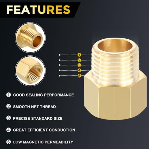 METALLIXITY 1PCS 1/2" FNPT x 1/2" MNPT Thread Brass Hex Extension Adapters
