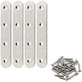 4 Pack Flat Mending Plate for Wood,ULIFESTAR Stainless Steel Straight Brackets 130mm / 5" Length 4 Screw Hole Flat Repair Fixing Wood Brace Joining Plates Connector with Fixing Screws