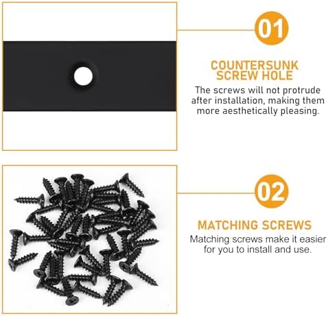 Flat Straight Braces, Black Mending Plate, Heavy Duty Metal Straight Brackets, Repair Joining Bracket, Repair Plates Fixing Bracket Connector for Wood, Furniture, with Screws