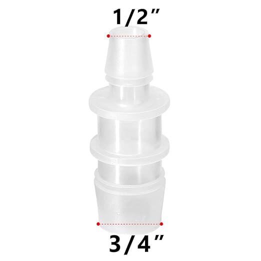 Quickun Plastic Hose Barb Reducer Fitting 3/4" to 1/2" Barbed Reducing Union Adapter Splicer Mender Joint Fitting (Pack of 3)