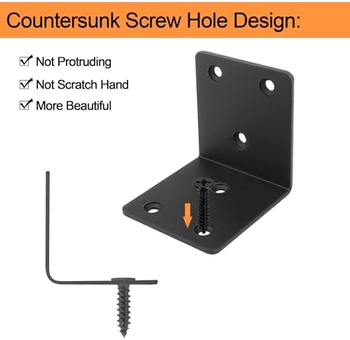 30 Pack Angle Brackets, 1.5" x 1.5" Black Heavy Duty Stainless Steel Corner Brace, L Shaped Shelf Bracket 90 Degree Corner Bracket for Wood Furniture Cabinets Shelves