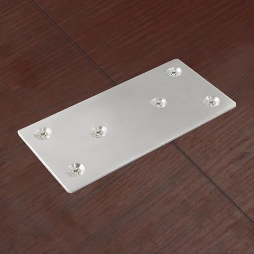 Bonsicoky Flat Straight Brace Brackets, 4" x 2", 4 Pcs, Silver