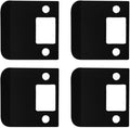 QCAA Solid Brass Extended Lip Strike, 2-1/4''X2-1/4", Matte Black, 4 Pack, Made in Taiwan