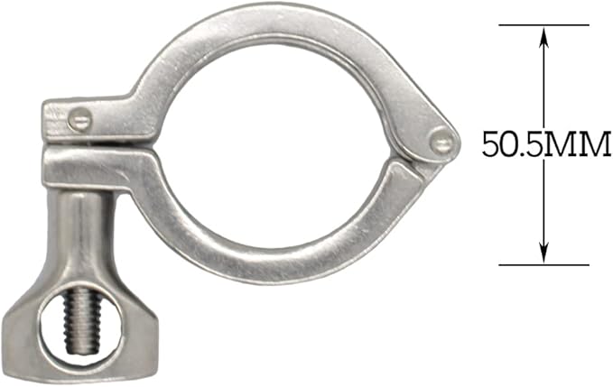 QiiMii Single Pin Heavy Duty 2 Pcs Tri Clamps with Wing Nut Ferrule TC 1.5 Inch Stainless Steel 304 Sanitary Fittings with Silicone Gasket