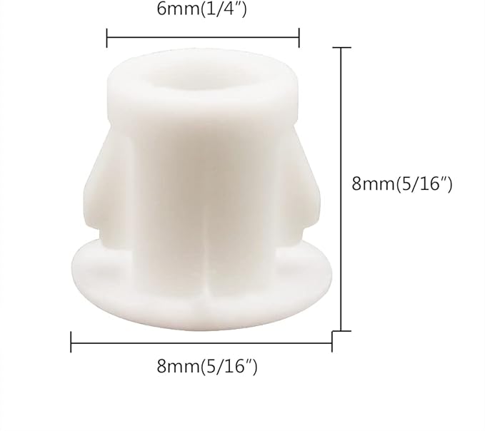 Hole Plugs 1/4" Plastic Flush Type Hole Plugs for 5.5-6mm Hole Snap in Locking Hole Tube Screw Caps Drilling Cover Plugs Fastener Covers for Kitchen Cabinet Furniture White 100 Pack