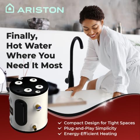 19 Gallon, 120V – Ariston Electric Water Heater – Compact Point of Use Tank for RV, Camper, Small Spaces, Plug-in Heating Solution for Under Sink, Versatile Electric Tank for Bathroom, Shower