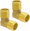 Hooshing 1/2" NPT Male to Male 90 Degree Elbow Brass Pipe Fitting, 2 Pack