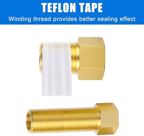 1/2" Brass Pipe Fitting, 1/2" Female to 1/2" Male Pipe Extension Fittings Connector for Tub Spout/Shower, Hex Bushing Converter Adapter, Length 30MM/40MM/50MM/70MM/100MM (5pcs) with Teflon Tape (2pcs)