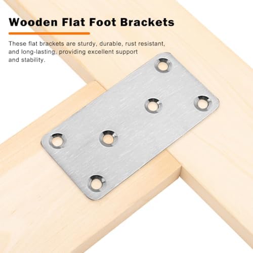 10‑Pack Stainless‑Steel Flat Mending Plates,80×40×1.75mm Wood Joining Bracket for Furniture Repair