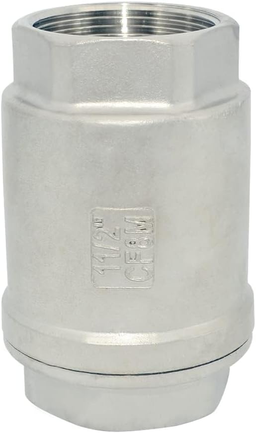1.5inch NPT Female WOG1000 Check Valve,Spring Loaded In-line Low Cracking Pressure, Door Hinges,4Size (07)…