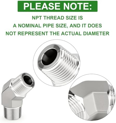 TAISHER 2pcs 304 SS 45 Degree Elbow 1/8"MNPT Forged Pipe Connector
