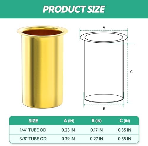 100PCS Brass Compression Fitting, 1/4" Tube OD