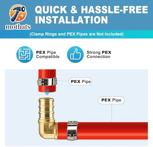 25 Pack 1/2"PEX Fittings,1/2" Pex 90 Degree Elbow,Heavy-Duty Brass Crimp Fittings for PEX Pipes with Leak-Resistant Brass Fitting for PEX Tubing Pipe,PEX Piple Plumbing