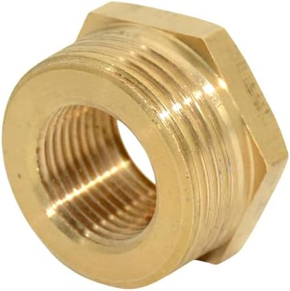 2pcs 3/8" NPT Male To 3/4" NPT Female Brass Reducer Thread Hex Bushing Brass Threaded Pipe Fitting,Hex Reducing Convert Adapter Pipe Fitting (3/8"*3/4")