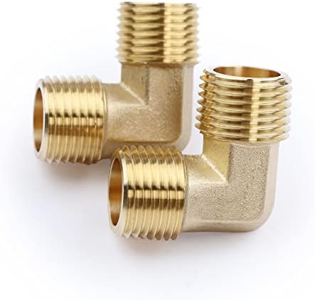 U.S. Solid 2pcs 90 Degree Barstock Street Elbow Brass Pipe Fitting 1/2" NPT Male Pipe to 1/2" NPT Male