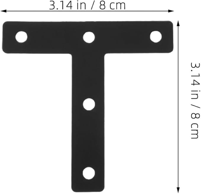 30pcs Black T-Shaped Corner Support Brackets Cold-Rolled Steel Flat Braces for Wood Furniture Repair Mending Plates Shelf Frame Reinforcement
