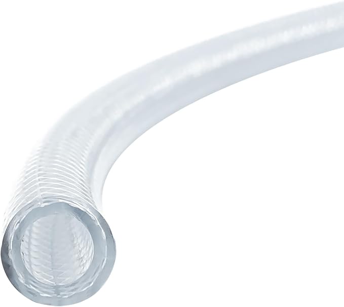 Gloxco Clear Braided PVC Tubing, Food Grade, Heavy Duty Reinforced Hose, 1/2" ID, 100 Ft Length