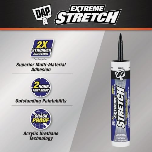 DAP Extreme Stretch Acrylic Urethane Premium Elastomeric Sealant, Black, 10.1 Oz (7079818713)