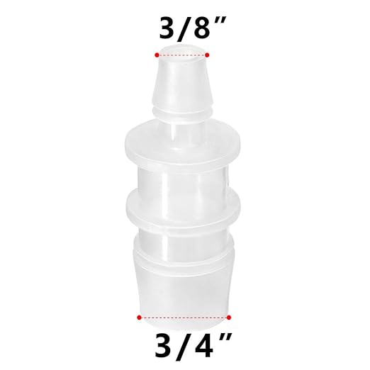 Quickun Plastic Hose Barb Reducer Fitting 3/4" to 3/8" Barbed Reducing Union Adapter Splicer Mender Joint Fitting (Pack of 2)