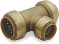SharkBite 1 Inch x 1 Inch x 3/4 Inch Reducing Tee, Pack of 3, Push to Connect Brass Plumbing Fitting, PEX Pipe, Copper, CPVC, PE-RT, HDPE, U416LF