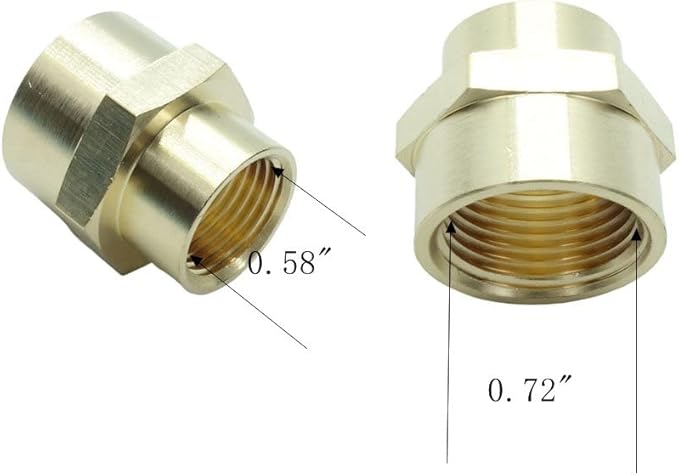 5 Pcs Brass Pipe Fitting Reducing Coupling, FNPT to FNPT Reducer Adapter, 1/2" x 3/8" NPT Female