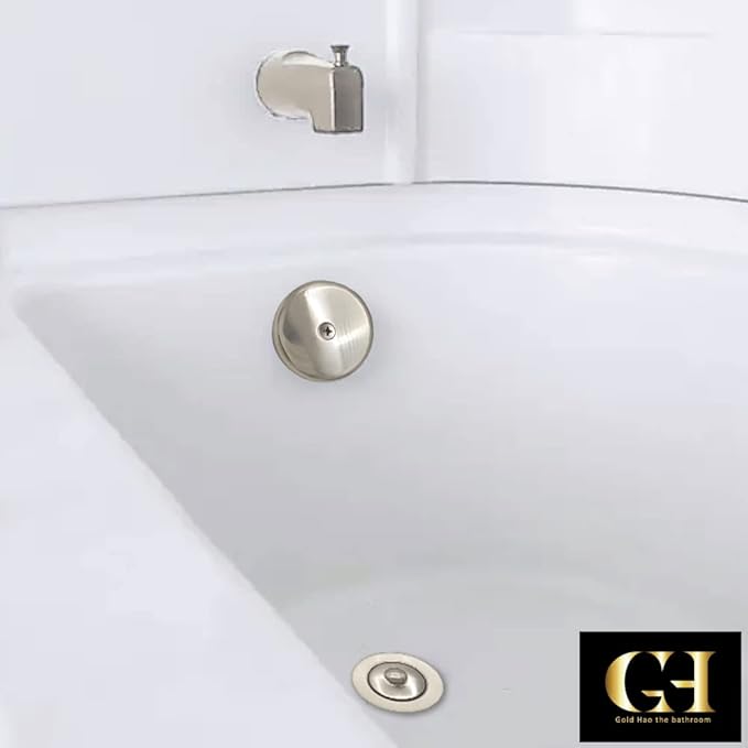 Single Hole Bathtub Drain Overflow Plate - Overflow Drain Cover | Tub Drain Cover with Three Matching Screws/Bathtub Overflow Drain Cover with Adapter (Brushed Nickel)