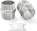 TAISHER 2PCS Cast 304 Stainless Steel Hex Nipple, Pipe Fitting 1-1/2 Inch Male Pipe x 1-1/2 Inch Male Pipe