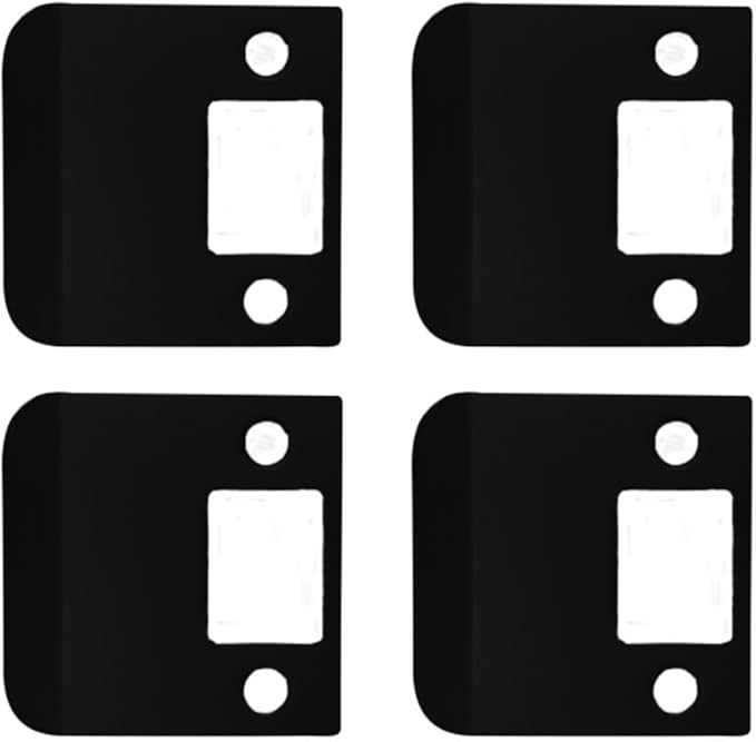 QCAA Solid Brass Extended Lip Strike, 2-1/2''X2-1/4", Matte Black, 4 Pack, Made in Taiwan