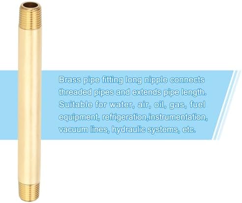 PATIKIL 1/4" x 1/4" NPT Male Brass Pipe Fitting Long Nipple, 5Pcs 6" Long Straight Pipe Fitting Connector Extender for Fuel, Air, Water, Oil, Gas System Connection, 1200PSI
