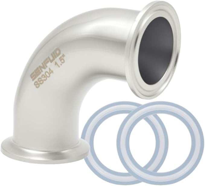1.5 tri clamp 90 degree elbow Sanitary 38mm Pipe OD Fitting SS304 Ferrule Tri Clamp with 2 Silicone Gaskets