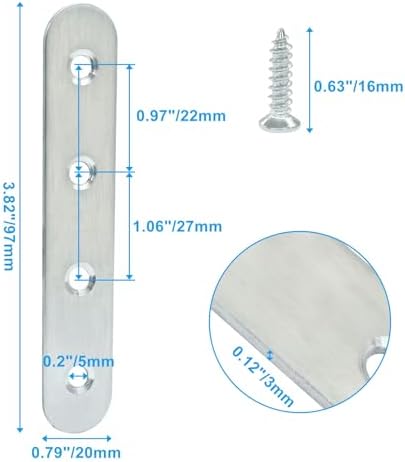 8 Pack 4 Inch Stainless Steel Flat Plate Straight Bracket