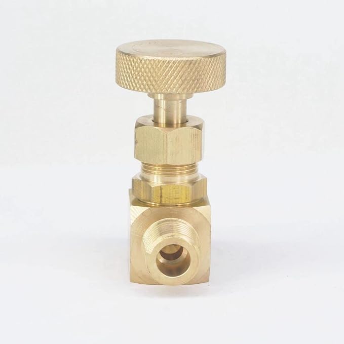 1/4" NPT Male To Female Brass Needle Valve Flow Control 1000 PSI WOG Plumbing Propane Gauge Water Gas Oil Fuel