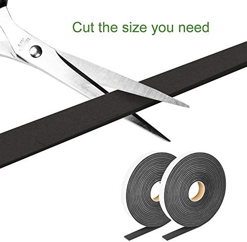 2 Rolls Foam Seal Tape for Door Window Seal Insulation, 3/4in Wx1/8in T Soundproof and Shockproof Weather Stripping Single Sided Door Foam Tape Cold Air Draft Closed Cell Weather Strip, Single 16FT