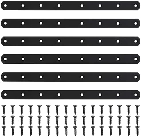 Flat Straight Braces, Black Mending Plate, Heavy Duty Metal Straight Brackets, Repair Joining Bracket, Repair Plates Fixing Bracket Connector for Wood, Furniture, with Screws