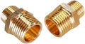 2pcs 1/2" NPT x 3/8" NPT Brass Nipple, 1/2 to 3/8 Adapter Fitting Reducing Solid Hex Nipple, Brass 1/2 Male to 3/8 Male Reducer Pipe Fittings for Extending and Connecting Pipes