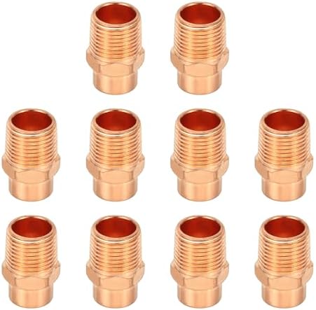 PATIKIL 3/8" Male Adapter Fitting with C x M Connections, 10 Pcs Copper Pipe Fittings with Sweat Solder X FNPT Connection Threaded Tubing Connector for Residential, Commercial