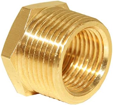Hooshing 6PCS Brass Reducer Hex Bushing 3/4" NPT Male x 1/2" NPT Female