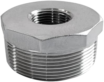Stainless Steel 2" Male NPT to 1-1/4" Female NPT Reducer Hex Bushing Pipe Fitting Adapter (pack of 1)