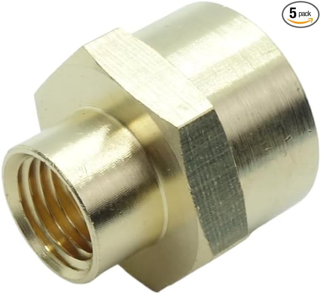 5 Pcs Brass Pipe Fitting Reducing Coupling, FNPT to FNPT Reducer Adapter, 1/2" x 1/4" NPT Female