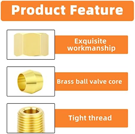 GASHER 10PCS Brass 90 Degree Elbow Compression Tube Pipe Fitting Connector, 1/8" Tube OD x 1/8" NPT Male Connector
