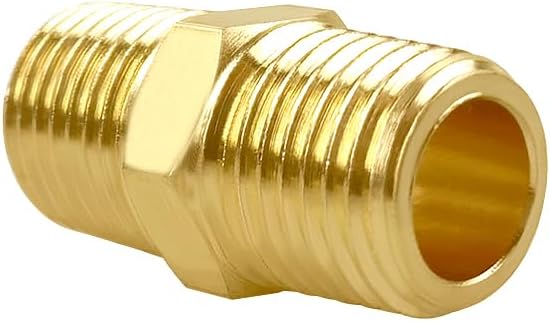 Joywayus 5Pcs Brass Pipe Fitting Hex Nipple Equal 1/4" Male NPT Male Air Fuel Water