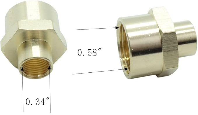 5 Pcs Brass Pipe Fitting Reducing Coupling, FNPT to FNPT Reducer Adapter, 3/8" x 1/8" NPT Female