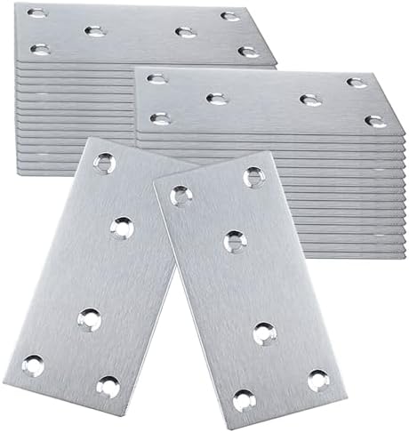 50PCS Flat Straight Brace Brackets, 4x2 Stainless Steel Joining Brackets