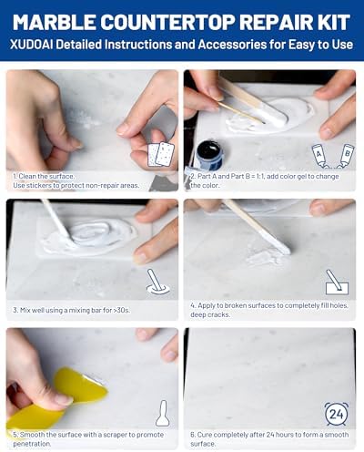 Marble and Granite Repair Kit (Color Match) DIY Fix Reattaches Countertop
