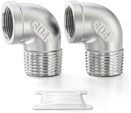 TAISHER 2PCS 304 Stainless Steel 90 Degree elbow, 1 Inch NPT Male Pipe to 1 Inch NPT Female 304 Stainless Pipe Fitting