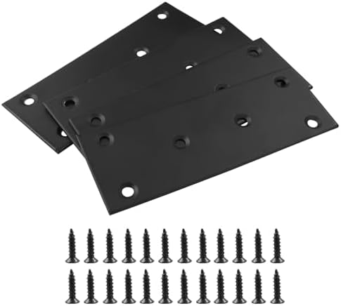 Bonsicoky 4 Pcs Flat Straight Brace Brackets, Black, 5" x 2"
