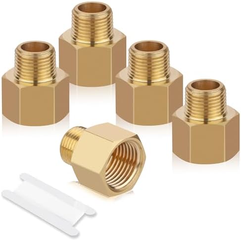 Brass Pipe Fitting Reducer Adapter,3/8" NPT Thread Male to 1/2" NPT Thread Female Fittings Brass fitting,5 Pack