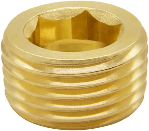 Hooshing 5PCS 1/2" NPT Male Brass Pipe Plug Counter Sunk Internal Hex Thread Pipe Plug