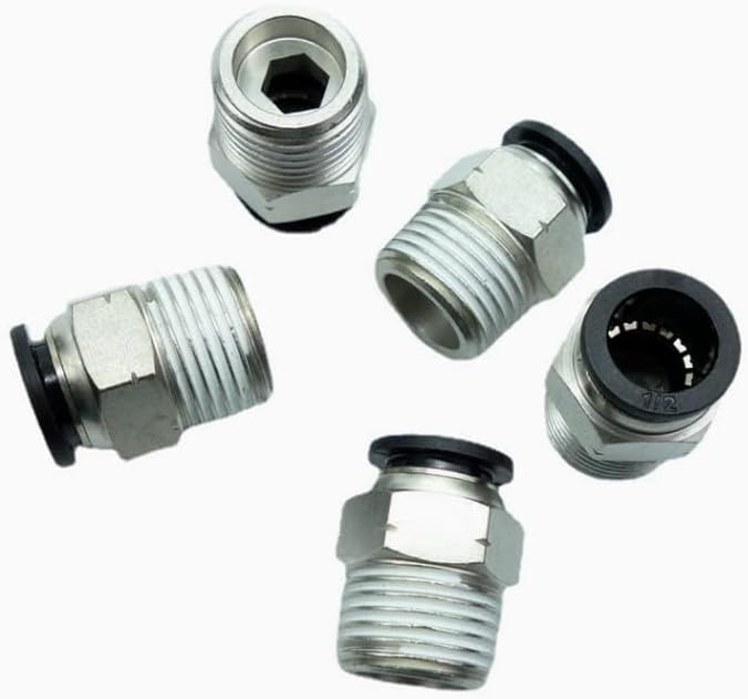CDQBWQDJT 5 Pcs Pneumation Fitting 1/2" Tube OD Push To Connect X 1/2 NPT Pipe Male Connector